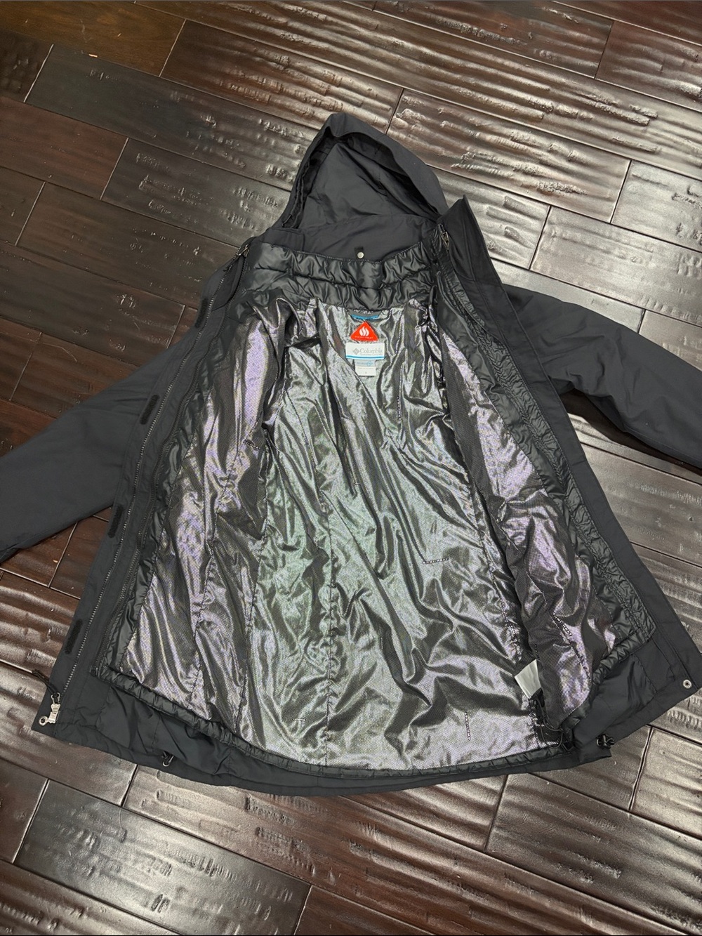 Columbia Black Hooded Shell Jacket - Picture 2 of 4